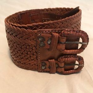 Braided Brown Leather Women’s Belt Large